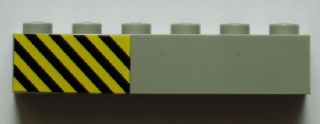 Brick 1 x 6 with Black and Yellow Danger Stripes Pattern Left (Sticker) - Set 7823