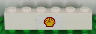 Brick 1 x 6 with Shell Logo Pattern (Sticker) - Set 1256