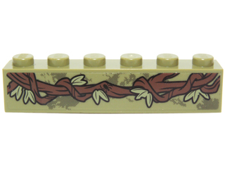 Brick 1 x 6 with Vines and Leaves Pattern Left Side (Sticker) - Set 70014