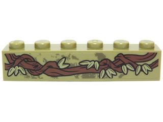 Brick 1 x 6 with Vines and Leaves Pattern Right Side (Sticker) - Set 70014