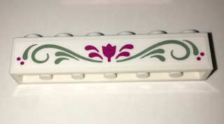 Brick 1 x 6 with Magenta Flower and Sand Green Scrollwork Pattern (Sticker) - Set 41068