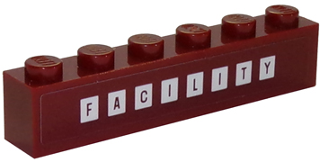 Brick 1 x 6 with 'FACILITY' on White Squares Pattern (Sticker) - Set 70910