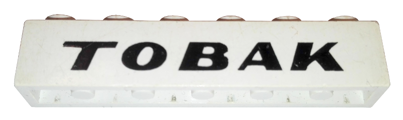 Brick 1 x 6 with Black 'TOBAK' Italic Bold Pattern