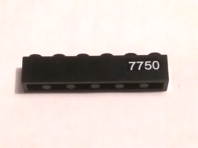Brick 1 x 6 with White '7750' Pattern Model Right Side (Sticker) - Set 7750