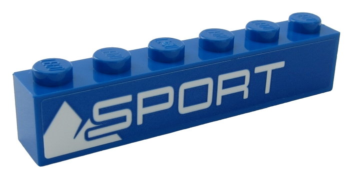 Brick 1 x 6 with White 'SPORT' and Mountain Pattern (Sticker) - Set 60203