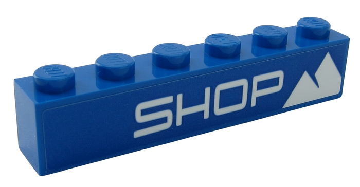 Brick 1 x 6 with White 'SHOP' and Mountain Pattern (Sticker) - Set 60203