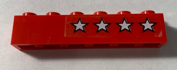 Brick 1 x 6 with 4 White Stars Pattern Model Left Side (Sticker) - Set 5533