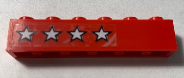 Brick 1 x 6 with 4 White Stars Pattern Model Right Side (Sticker) - Set 5533