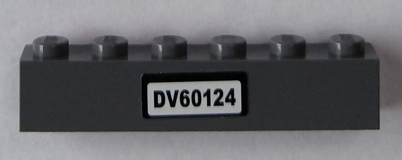 Brick 1 x 6 with 'DV60124' Pattern (Sticker) - Set 60124