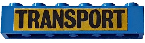 Brick 1 x 6 with Black 'TRANSPORT' Large Font on Yellow Background Pattern (Sticker) - Set 163
