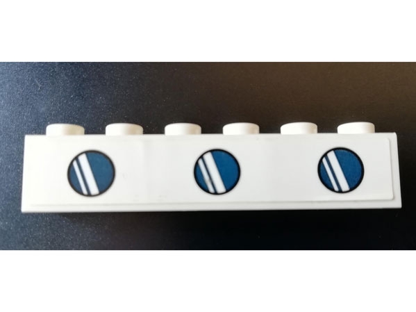 Brick 1 x 6 with 3 Dark Blue Round Airplane Windows Pattern (Sticker) - Set 76130