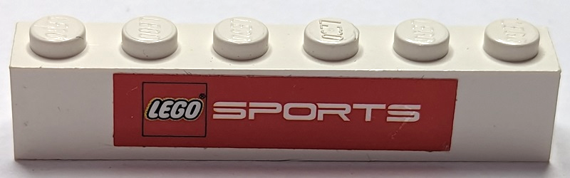 Brick, 1 x 6 with LEGO Sports Logo on Red Background Pattern (Sticker) - Set 3578