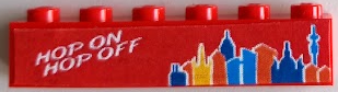 Brick 1 x 6 with White 'HOP ON HOP OFF' and City Skyline Pattern (Sticker) - Set 60200