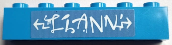 Brick 1 x 6 with White 'LiANN' and Arrows Pattern (Sticker) - Set 41739