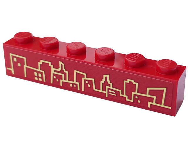 Brick 1 x 6 with Bright Light Yellow Skyline Pattern (Sticker) - Set 60407