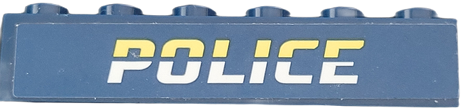 Brick 1 x 6 with Bright Light Yellow and White 'POLICE' Pattern (Sticker) - Set 60272