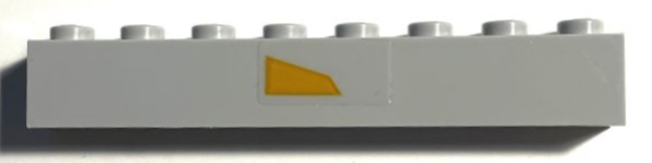 Brick 1 x 6 with Bright Light Orange Trapezoid Centered Pattern Model Right Side (Sticker) - Set 75309