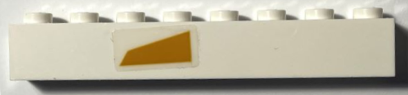 Brick 1 x 6 with Bright Light Orange Trapezoid Off-Center Pattern Model Left Side (Sticker) - Set 75309