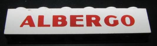 Brick 1 x 6 with Red 'ALBERGO' Pattern