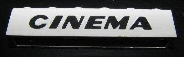 Brick 1 x 6 with Black 'CINEMA' Slanted Thick Pattern