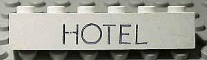 Brick 1 x 6 with Black 'HOTEL' Pattern