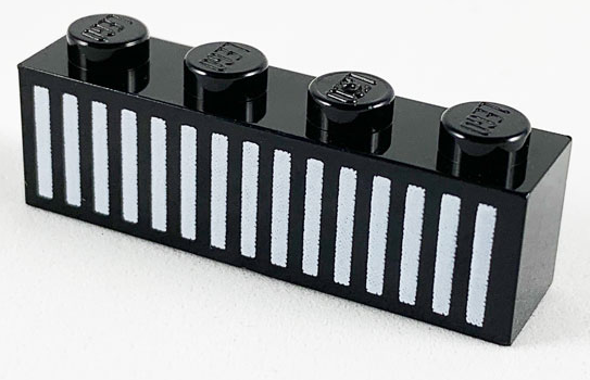 Brick 1 x 4 with White Grille with 15 Vertical Lines Pattern