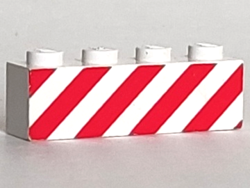 Brick 1 x 4 with Red Danger Stripes Pattern (Printed Version)