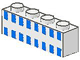 Brick 1 x 4 with Ferry Squares Light Blue in 2 Lines Pattern