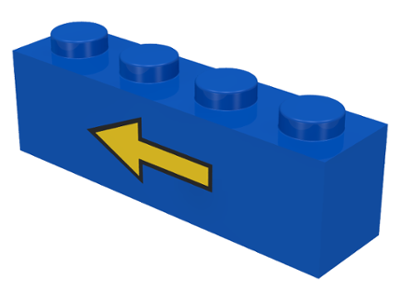 Brick 1 x 4 with Yellow Left Arrow and Black Border Pattern