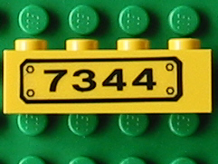 Brick 1 x 4 with Black '7344' Pattern (Sticker) - Set 7344