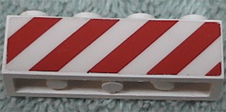 Brick 1 x 4 with Red Danger Stripes Pattern on Both Sides (Stickers) - Sets 6681 / 6686