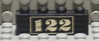 Brick 1 x 4 with Gold '122' Pattern
