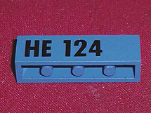 Brick 1 x 4 with Black 'HE 124' Pattern
