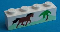 Brick 1 x 4 with Horse Running and Palm Tree Pattern