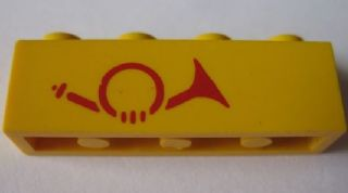 Brick 1 x 4 with Red Mail Horn Pattern