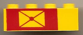 Brick 1 x 4 with Envelope on Red Background Pattern, Left Side