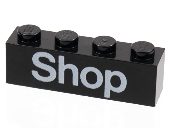 Brick 1 x 4 with White 'Shop' Pattern
