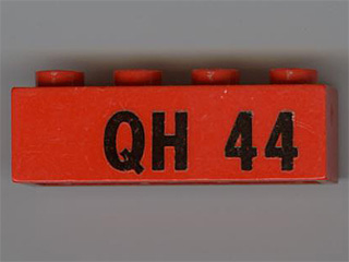 Brick 1 x 4 with Black 'QH 44' Pattern