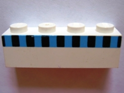 Brick 1 x 4 with Ferry Squares Light Blue and Black Pattern