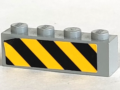 Brick 1 x 4 with Black and Yellow Danger Stripes Pattern (Sticker) - Set 6575