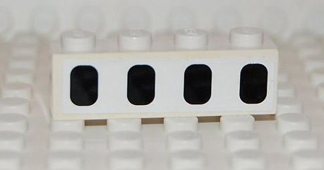 Brick 1 x 4 with 4 Black Airplane Windows Pattern (Sticker) - Set 2532