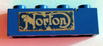 Brick 1 x 4 with White Norton Logo Pattern (Sticker) - Set 393-1