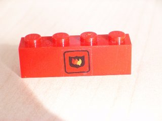 Brick 1 x 4 with Fire Logo Pattern (Sticker) - Set 6525