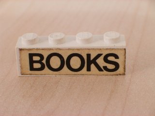 Brick 1 x 4 with Black 'BOOKS' Text Pattern (Sticker) - Set 1592-1