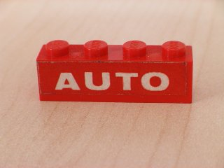 Brick 1 x 4 with White 'AUTO' Text on Red Background Pattern (Sticker) - Set 646