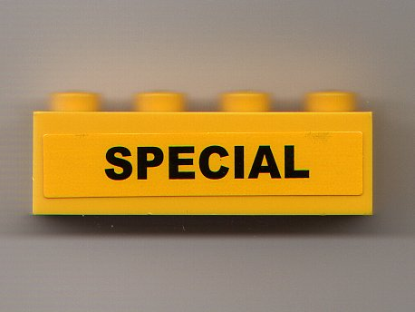 Brick 1 x 4 with Black 'SPECIAL' Pattern (Sticker) - Set 7900