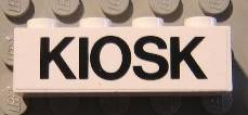 Brick 1 x 4 with Black 'KIOSK' Text Pattern (Sticker) - Set 1592-2