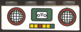 Brick 1 x 4 with Radio and Tape Player Pattern (Sticker) - Set 4165
