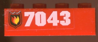 Brick 1 x 4 with Fire Logo Badge and '7043' Pattern Left (Sticker) - Set 7043