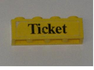 Brick 1 x 4 with Black 'Ticket' Pattern (Sticker) - Set 379-1